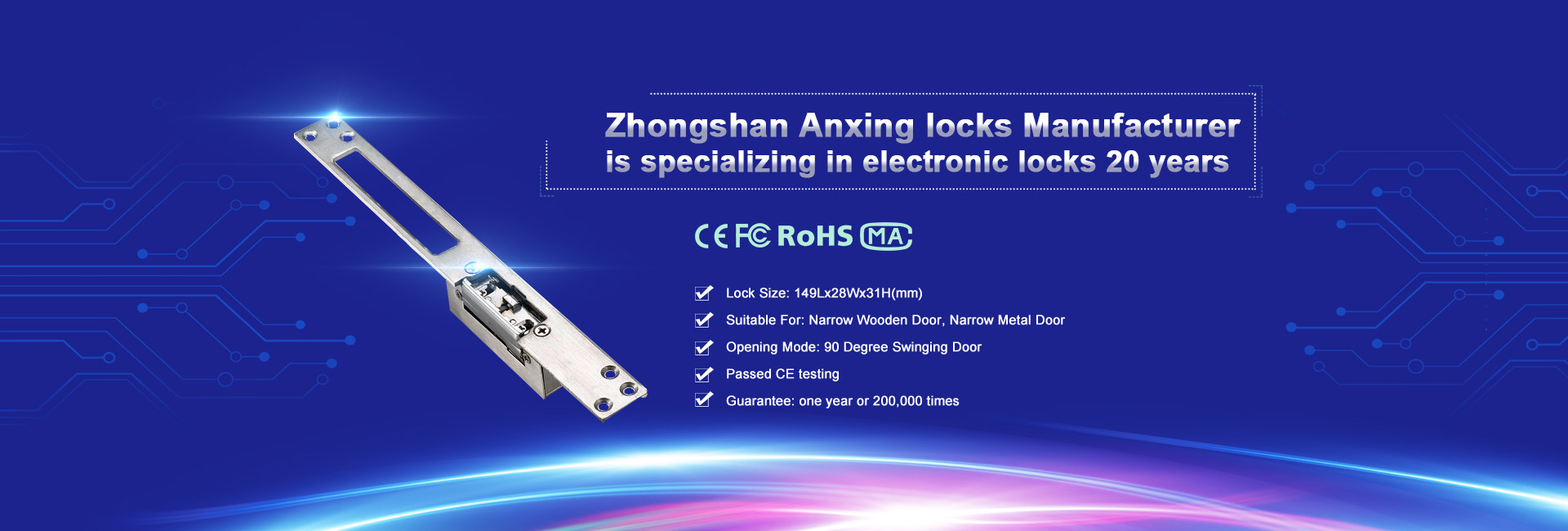 Zhongshan Anxing locks Manufacturer is specializing in electronic locks 18 years