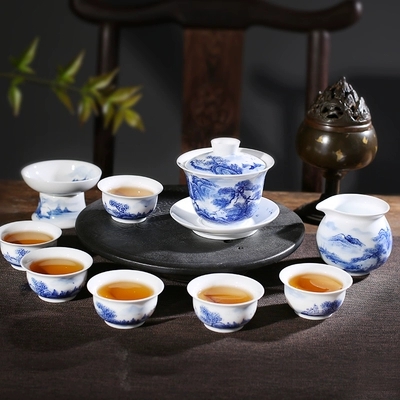 花開(kāi)富貴創(chuàng)意彩繪瓷茶具套裝酒店茶館gd禮品歐式陶瓷茶具6件套