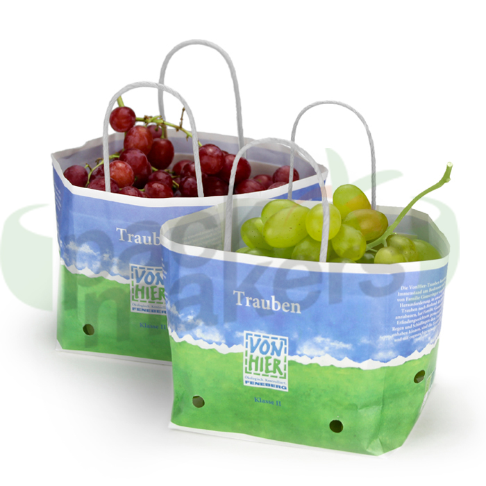 Wet Strength paper bag with ventilation and white handle for fruits原始圖片3