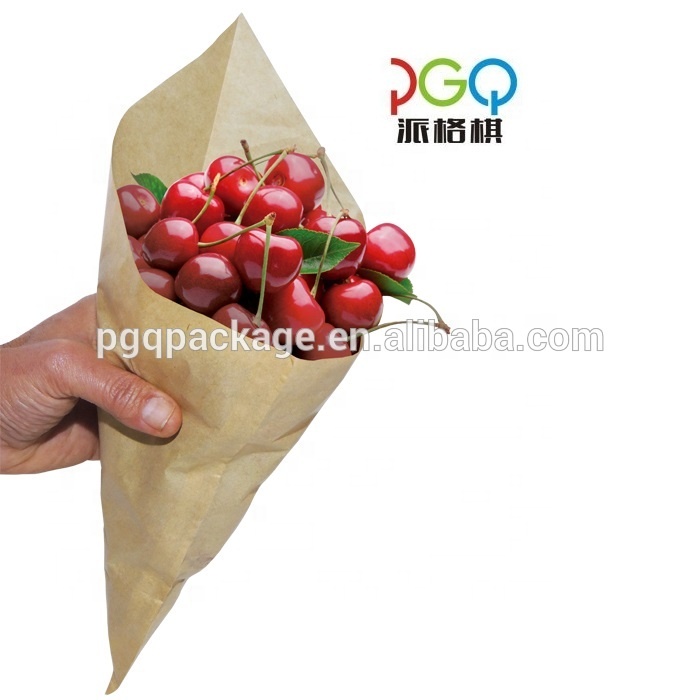 25*15*1 Customized recyclable sharp bottomed paper bag for fruit