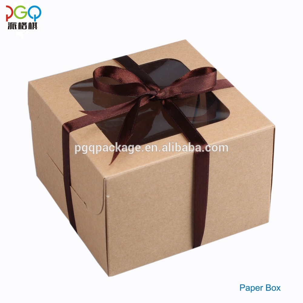 Customized Foldable White square cake box with clear window