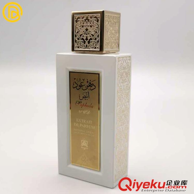廠家定制方形香水蓋電鍍金色滴膠白色鋅合金香水蓋化妝品香水蓋原始圖片2