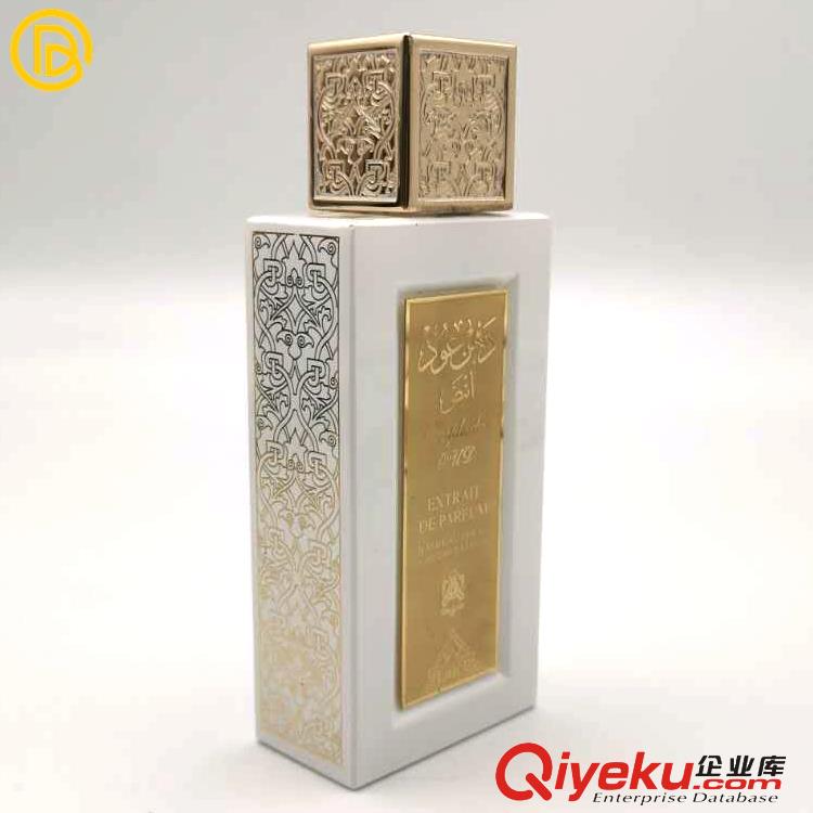 廠家定制方形香水蓋電鍍金色滴膠白色鋅合金香水蓋化妝品香水蓋原始圖片3