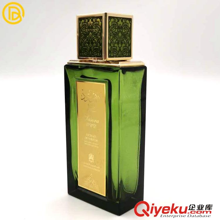 廠家定制方形香水蓋電鍍金色滴膠綠色鋅合金香水蓋化妝品香水蓋