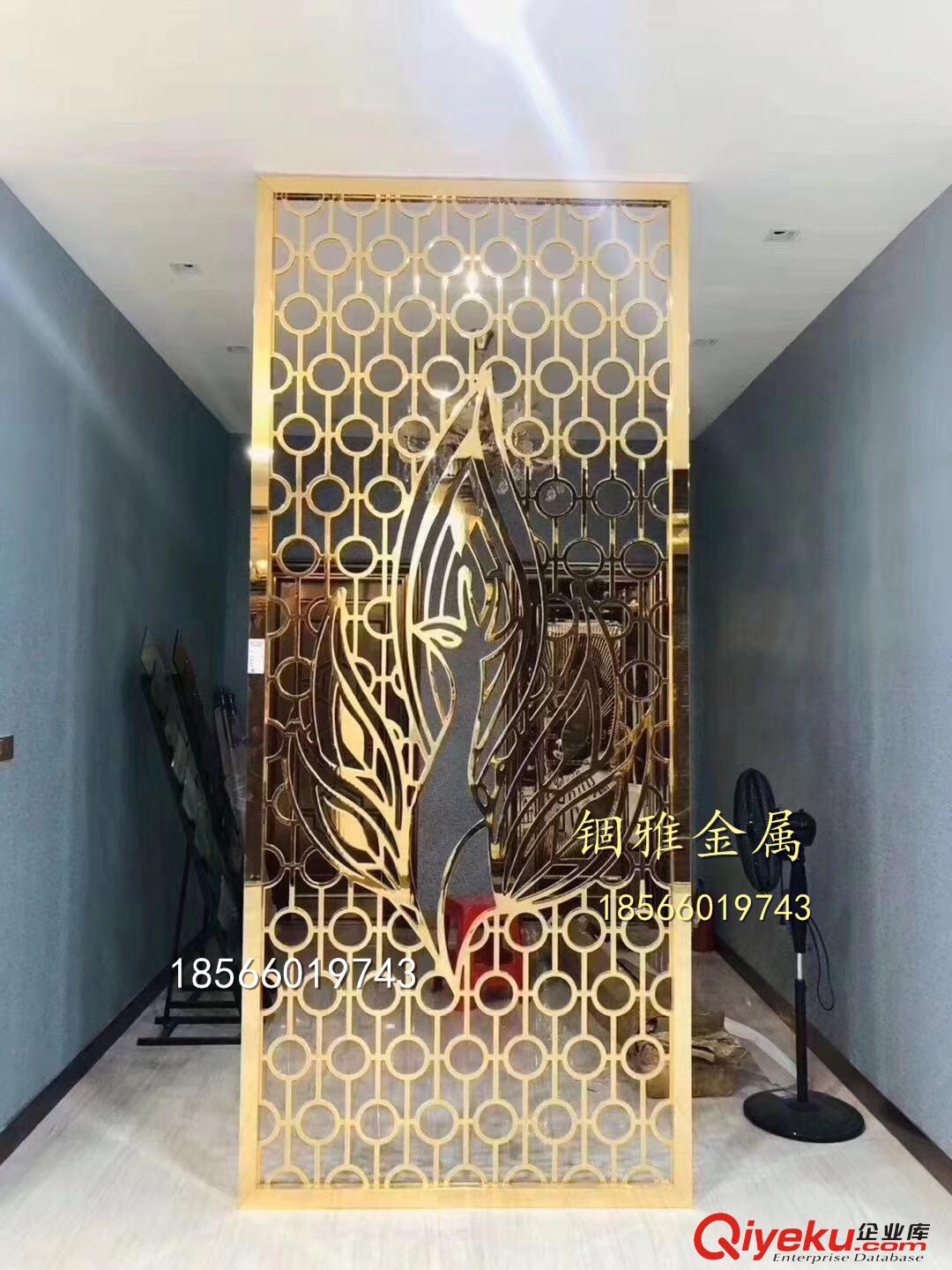 供應鈦金色鋁板雕刻屏風,鋁藝鏤空花格屏風原始圖片2