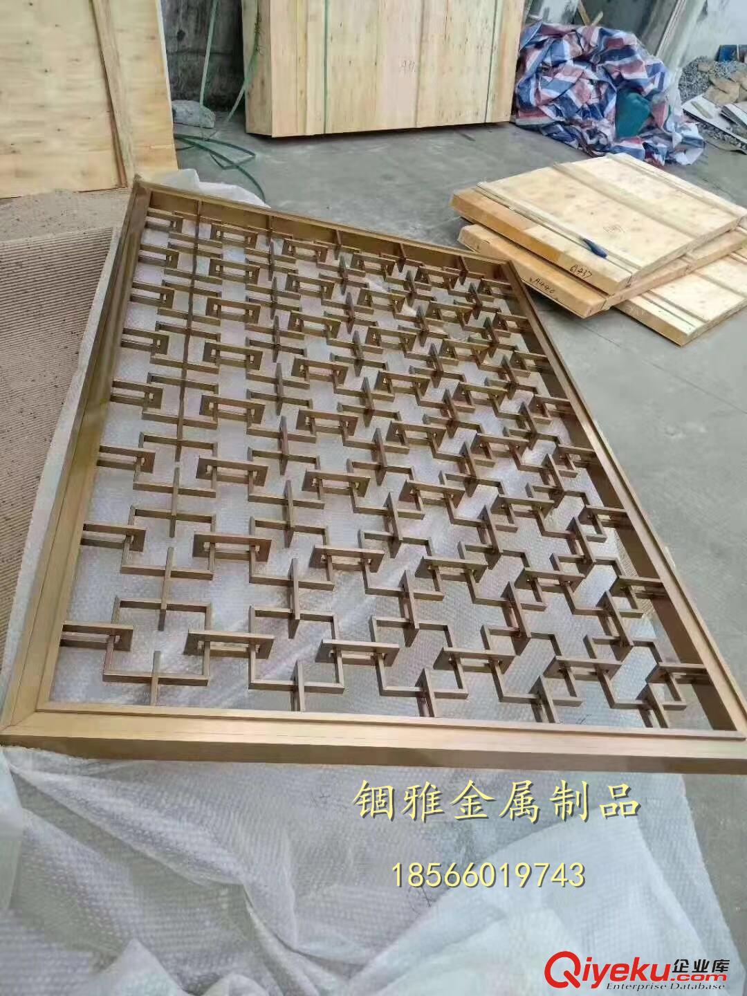 新疆玫瑰金不銹鋼焊接花格鏤空屏風原始圖片2