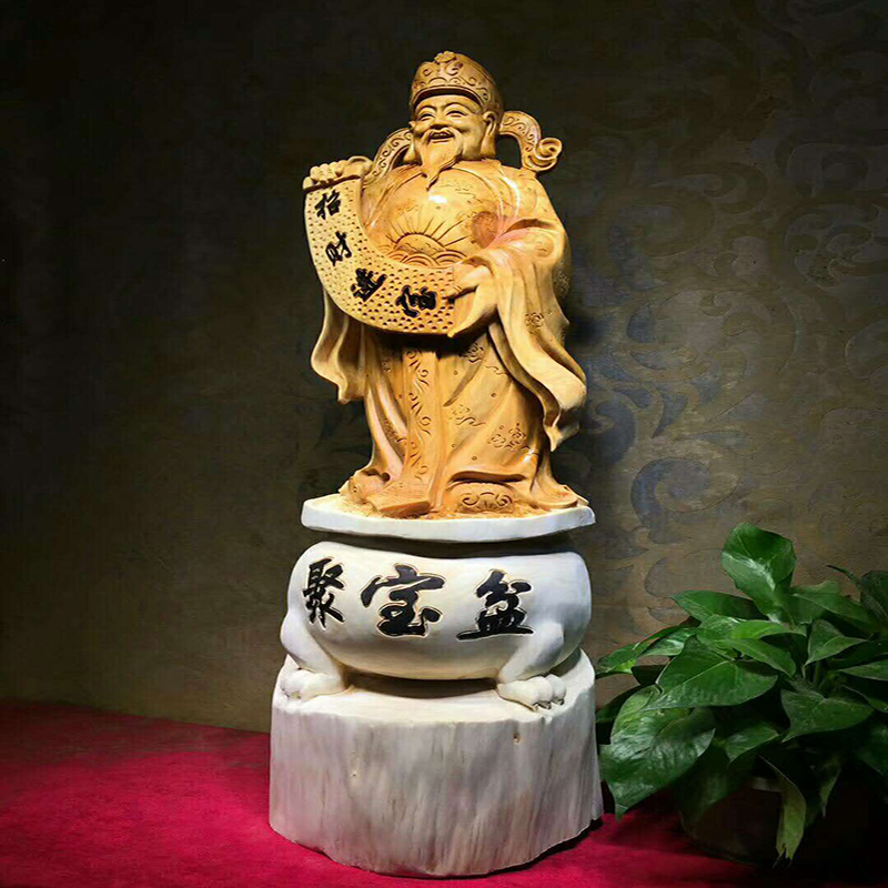南康區寶匠崖柏擺件財神爺彌勒關公人物木雕工藝品