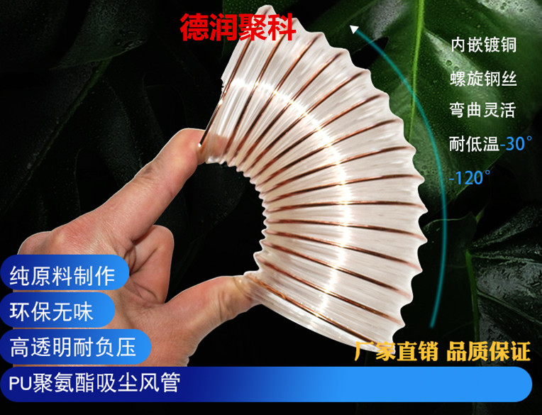 鍍銅鋼絲伸縮軟管透明波紋軟管鋼絲吸塵管PU鋼絲軟管