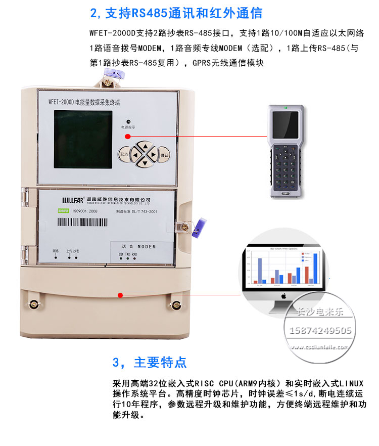 威胜WFET-2000D电能量采集终端 电表数据采集终端采集器