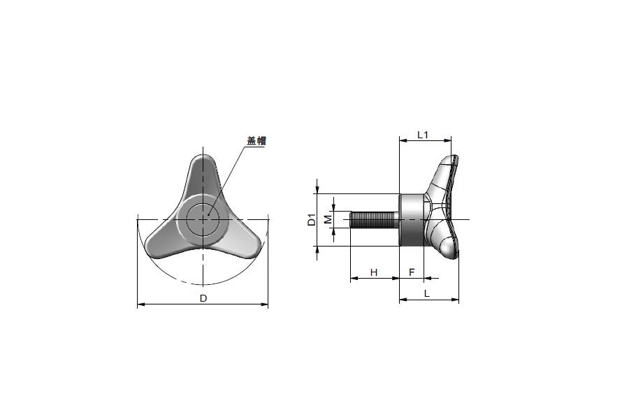 TANJA T66三臂式旋钮 箭形设备紧固手柄  重型机械旋钮